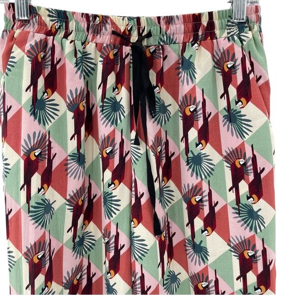 WEEK& Art Deco Parrot Print Beach Swim Cover Up Cropped High Waisted Pants Med. - Picture 3 of 9